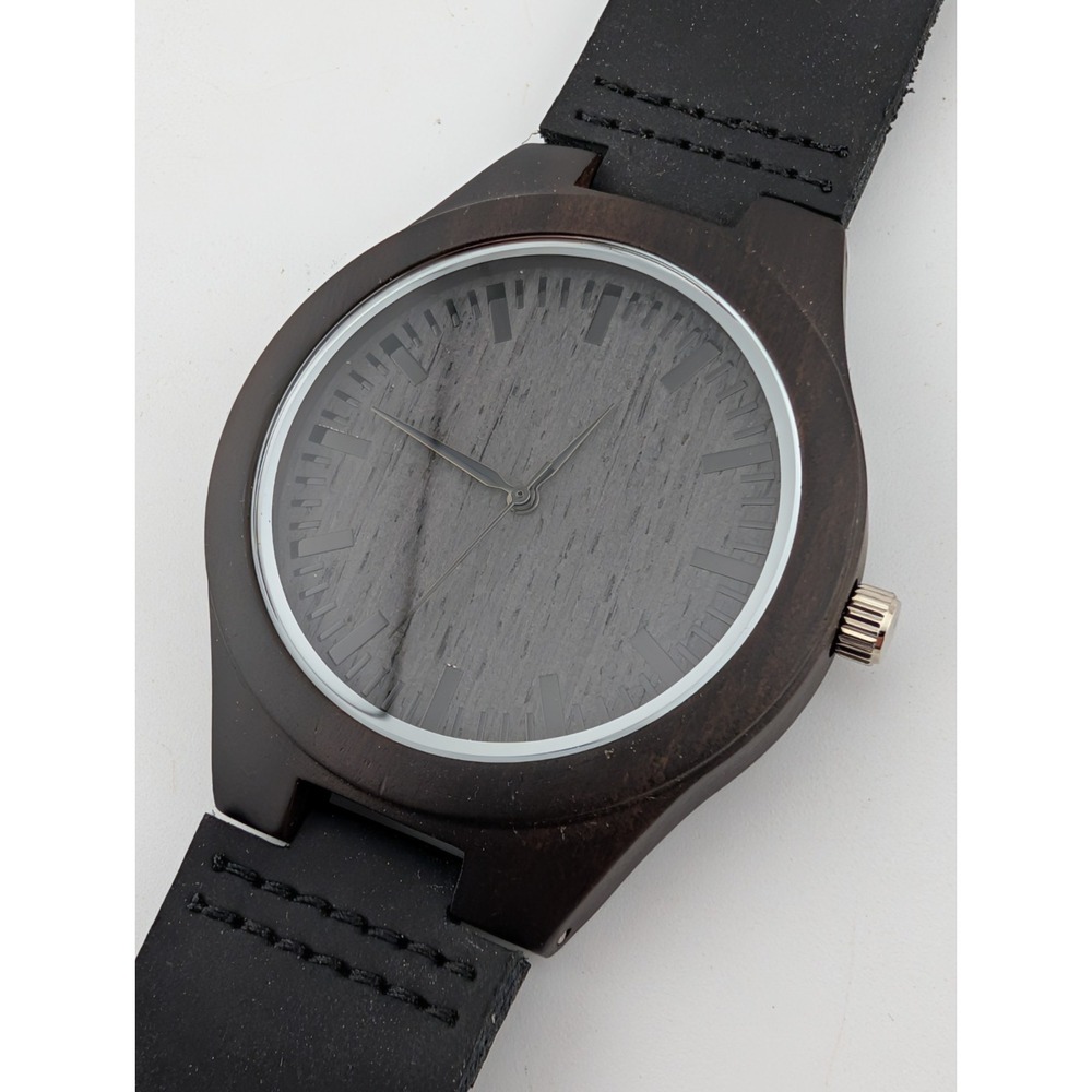 To My Man Engraved Men's Quartz Wooden Watch‎ Leather Band- New Battery